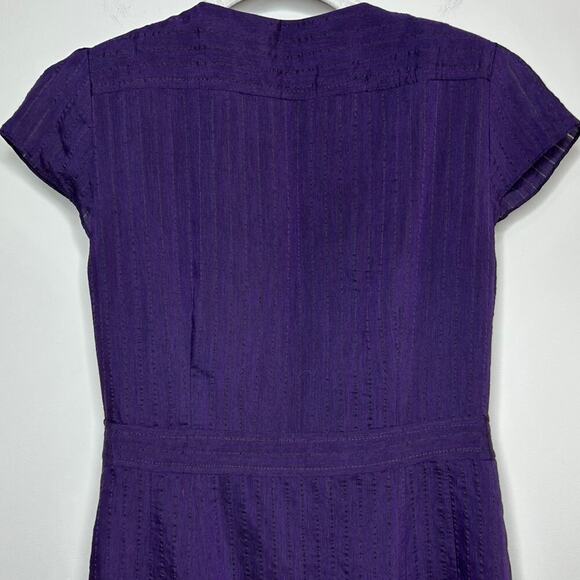 Nanette Lepore Purple Cap Sleeve Knee Length Dress Size 4 Zip Up Front - Picture 8 of 10
